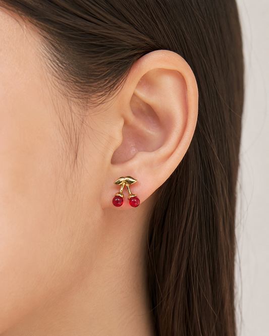 Cherry Charm Stud Earrings