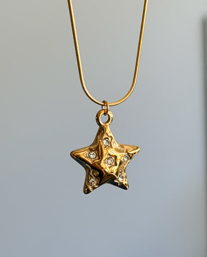 Gold Crystal Star Pendant Necklace