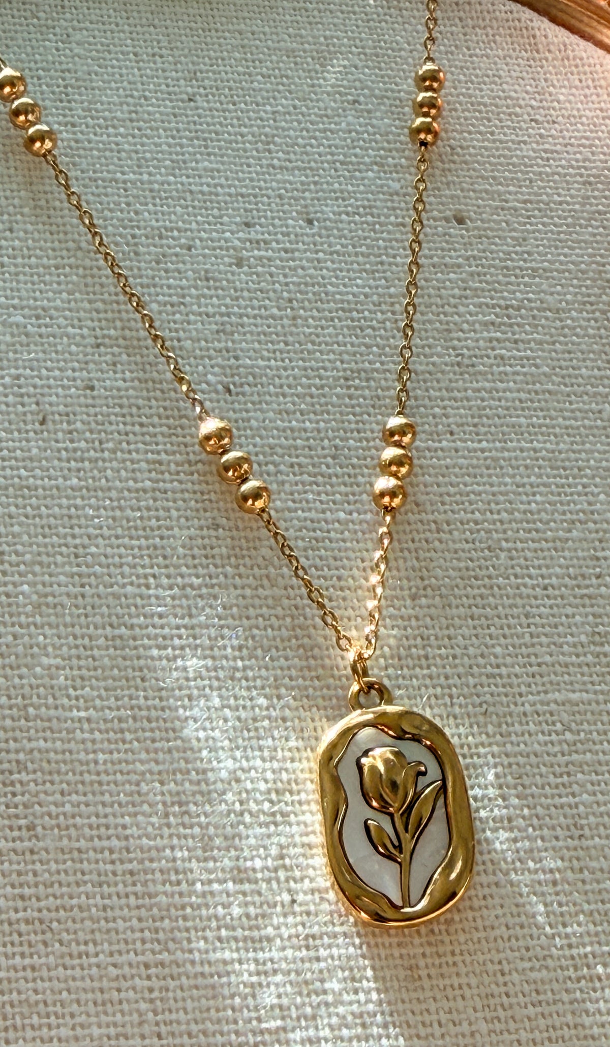 Gold Rose Medallion Pendant Necklace