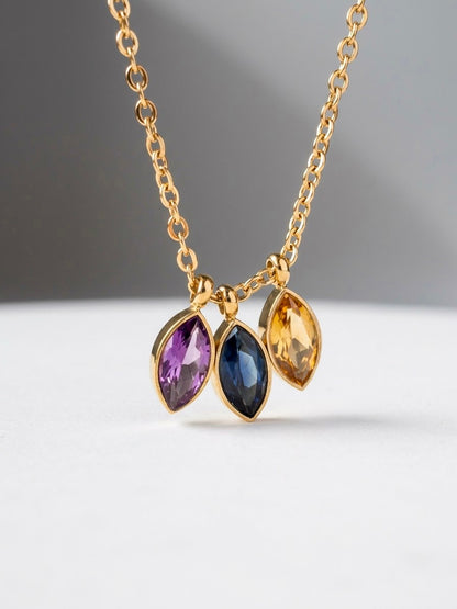 Gold Multicolor Marquise Crystal Pendant Necklace