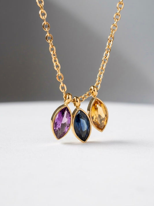 Gold Multicolor Marquise Crystal Pendant Necklace