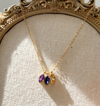 Gold Multicolor Marquise Crystal Pendant Necklace