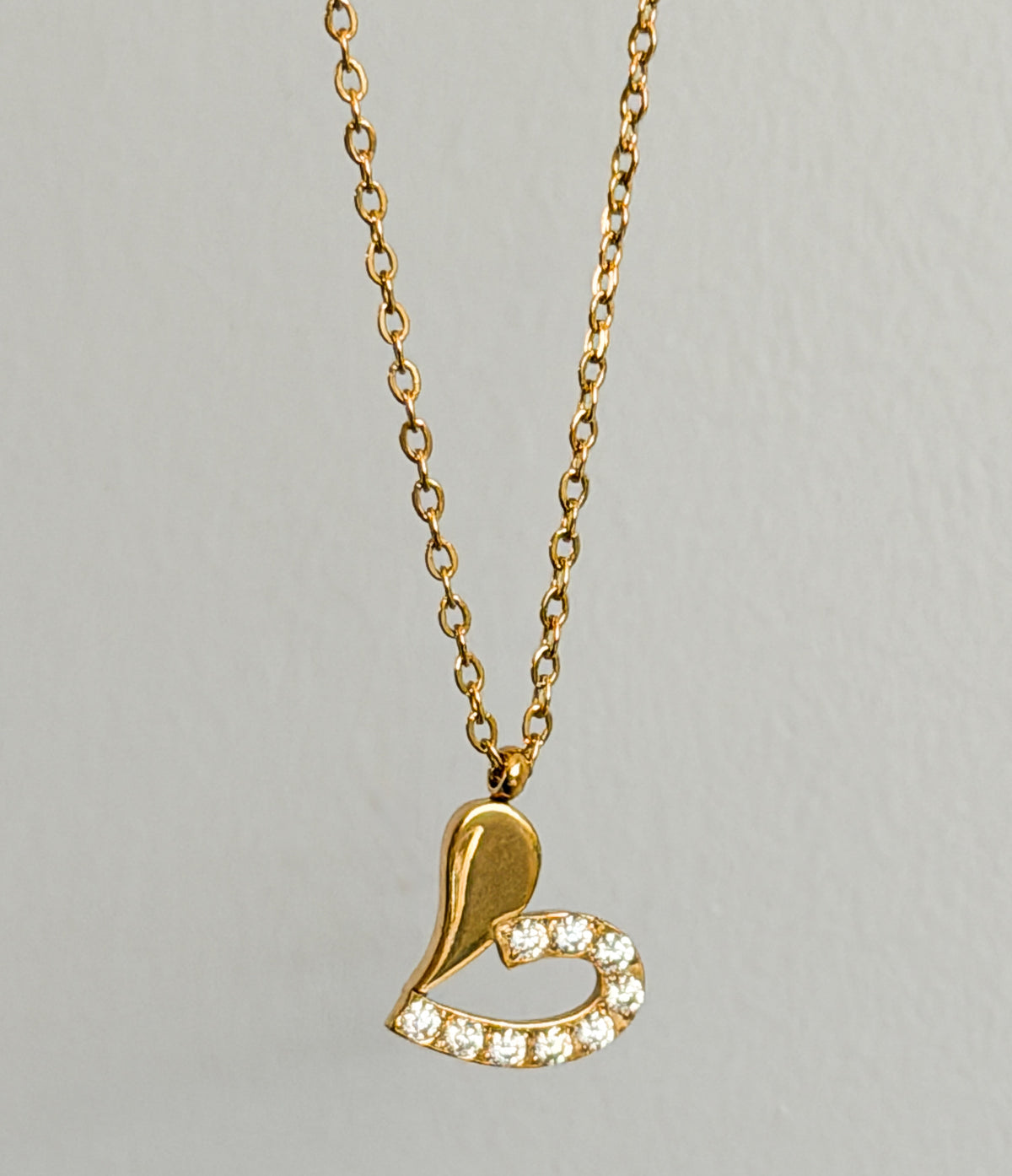 Gold Crystal Heart Pendant Necklace