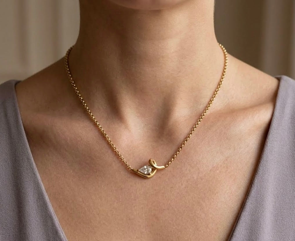 Gold Crystal Eye Pendant Necklace