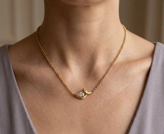 Gold Crystal Eye Pendant Necklace