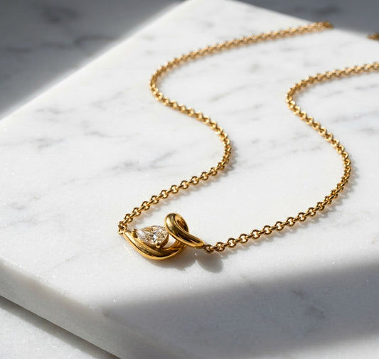 Gold Crystal Eye Pendant Necklace
