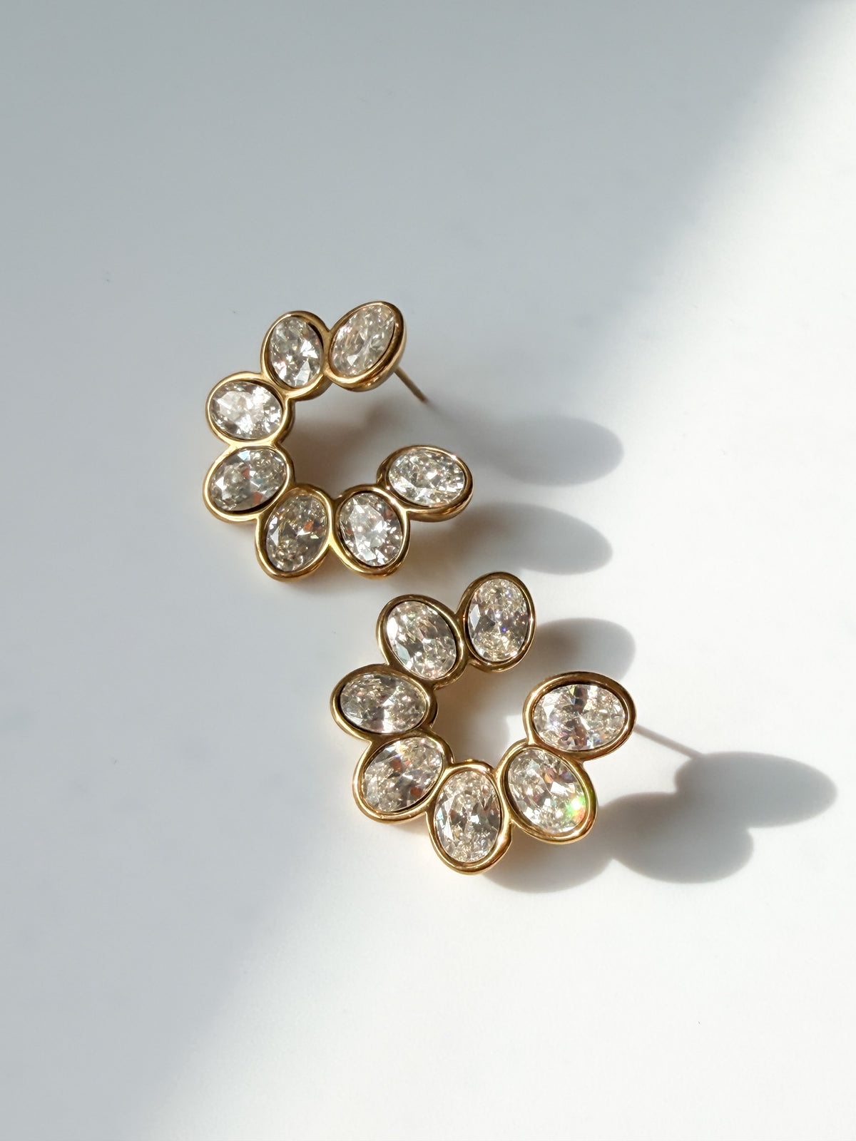 Crystal Petal Open Hoop Earrings
