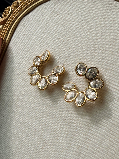 Crystal Petal Open Hoop Earrings