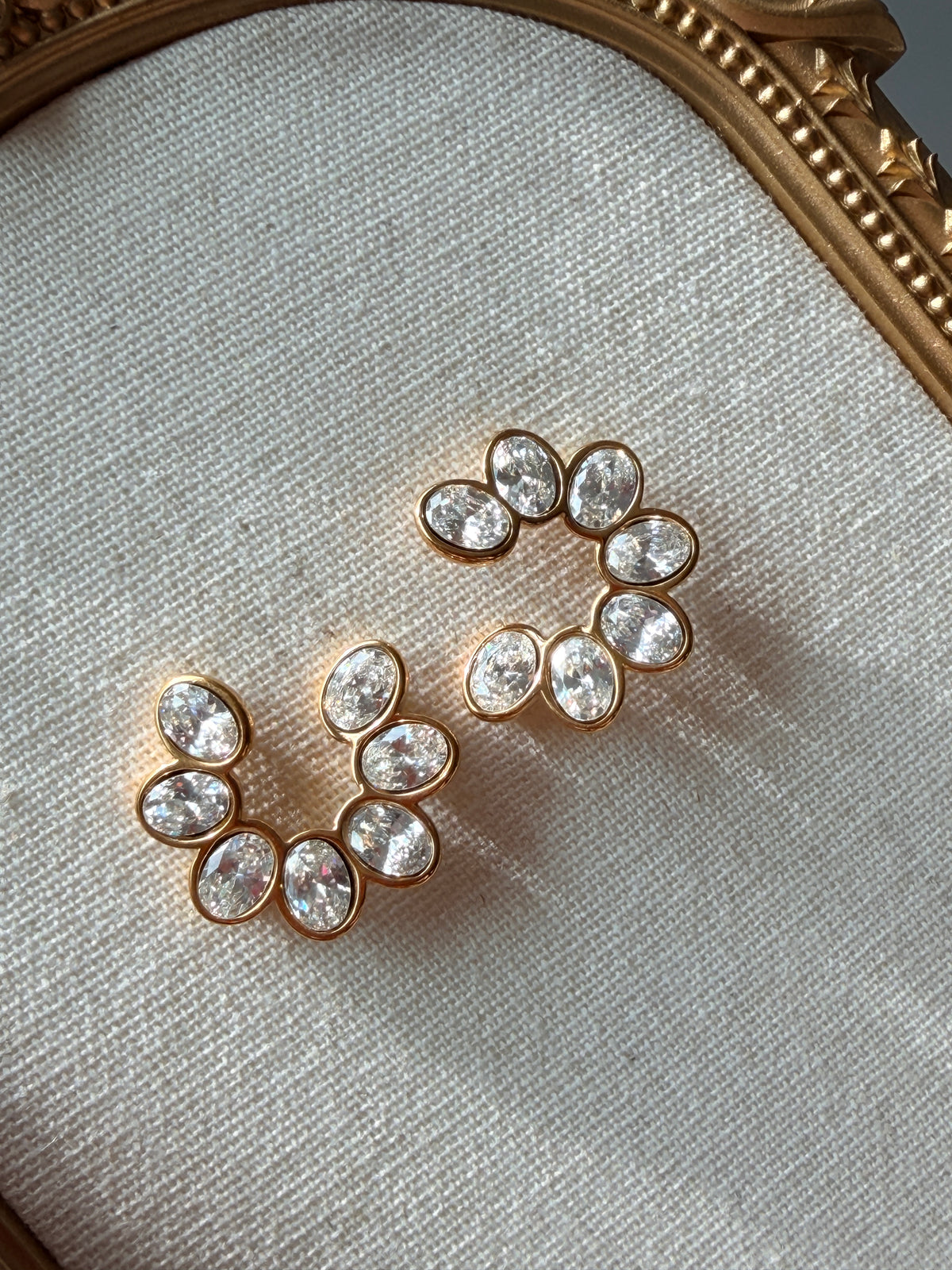 Crystal Petal Open Hoop Earrings