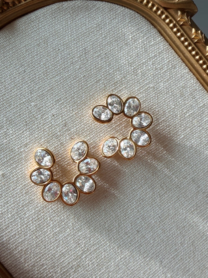 Crystal Petal Open Hoop Earrings