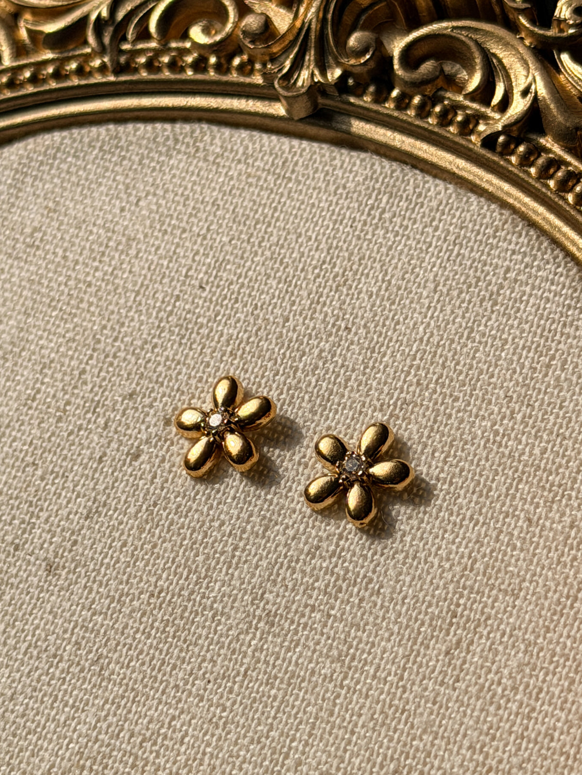 Gold Daisy Crystal Stud Earrings